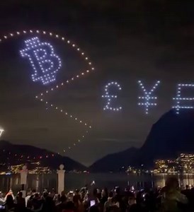 Giant Bitcoin ad displayed over Lugano, Switzerland 🇨🇭Bitcoin will eat your fiat currency.