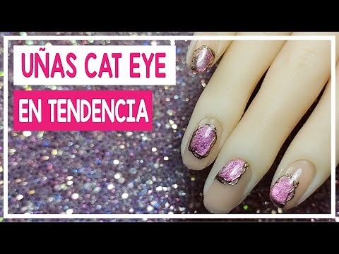 Diseño de UÑAS OJO DE GATO y EFECTO ESPEJO en TENDENCIA | UÑAS BRILLANTES | Tutorial de uñas