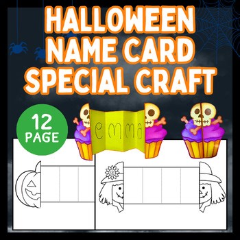 Halloween Name Card Special Craft Printable Template Activities for Kids Autumn
