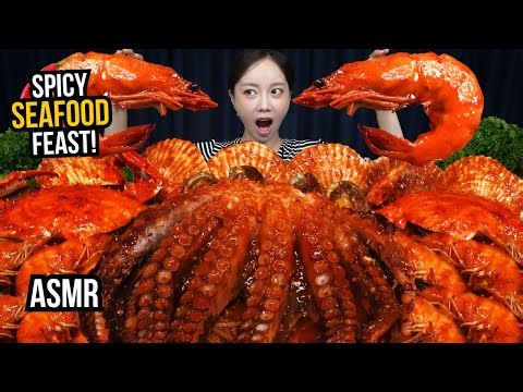 ASMR Mukbang — Eating Spicy Octopus, Shrimp, Crab & Oysters | Korean Seafood Boil Feast