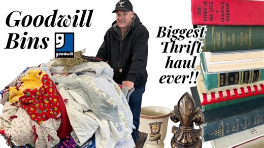 92K views · 1.6K reactions | Biggest Thrift Haul Ever At The Goodwill Bins! Quilts, Linens, Vintage and Antique Books - Reselling | Jami Ray Vintage | Facebook