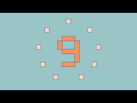 Stock Video - Countdown Animation Made of Big Pixels on Light Cyan Background
