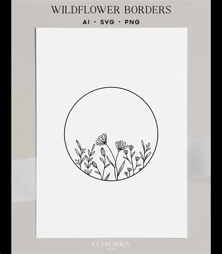 Flower Border SVG, Botanical Hand Drawn Illustrations, Wildflower Border Design, Floral Clipart, Vector Flowers - Etsy