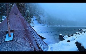 【Hike Camp Climb】暴风雪中的热帐篷露营，烹饪美食_哔哩哔哩_bilibili