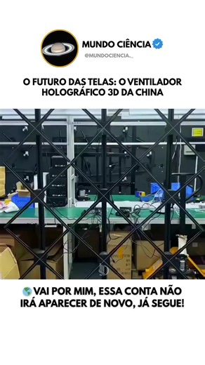 Mundo Ciência on Instagram: "🌀 O futuro das telas já começou O que você está vendo não é um holograma “de filme”, mas um truque de física + engenharia. 🔹 Um ventilador gira em altíssima velocidade 🔹 LEDs nas pás ligam e desligam com precisão extrema 🔹 O cérebro conecta os pontos e cria a ilusão de uma imagem 3D flutuando no ar 🧠 Isso acontece por causa da persistência da visão — a mesma ideia por trás do cinema e das telas modernas. 🚀 Vantagens dessa tecnologia: • Não precisa de tela físic