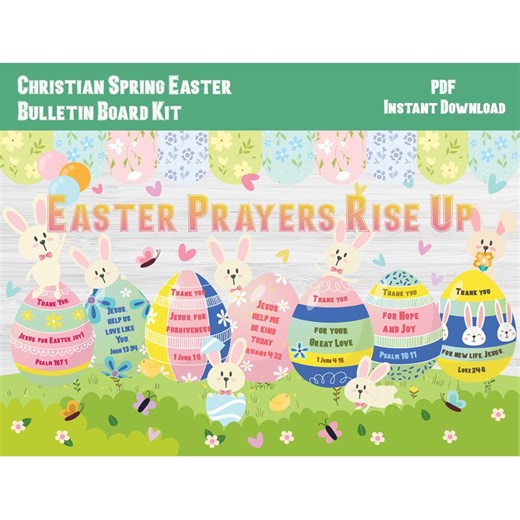 Christian Easter Bunny Spring Bulletin Board Kit/april Church/sunday School Classroom Wall Decor/kindergarten/preschool/elementary/l797 - Etsy