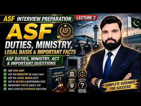 ASF Interview Preparation 2026 Lecture#2 | Corporal/ASI/SI/UDC/LDC/Inspector/AD/Assistant/Technical