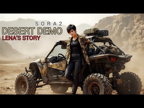 Cinemaitc short film "DESERT DEMO" / Lena's Story Cyborg Sci Fi Series - Sora 2 Image to video!