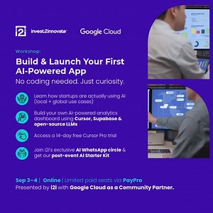 🚀 Build & Launch Your First AI-Powered App — No Code Needed! Curious about how startups are actually using AI? Join us online on Sept 3 & 4 to create your own AI-powered analytics dashboard using Cursor, Supabase, and open-source LLMs – no coding required. 🎯 What you’ll get: ✨ Hands-on training ✨ Free 14-day Cursor Pro trial ✨ Access to exclusive AI WhatsApp Circle ✨ Post-event AI Starter Kit 🔗 Limited seats. Reserve yours via PayPro. Link in Bio. Presented by Invest2Innovate | Community Part