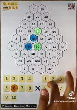 Number Hive Printable Game Board - Multiplication of Integers 1-10