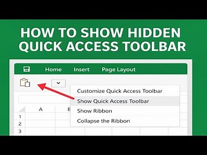 How to Show Hidden Quick Access Toolbar in Excel | How to Enable Quick Access Toolbar in Excel