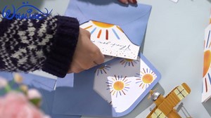 Whaline 30 Packs Baby Shower Thank You Cards Boho Sun Greeting Cards Blue Sunshine Blank Note Card with Envelopes and Stickers for Birthday Holiday Baby Shower, 4 x 6 Inch