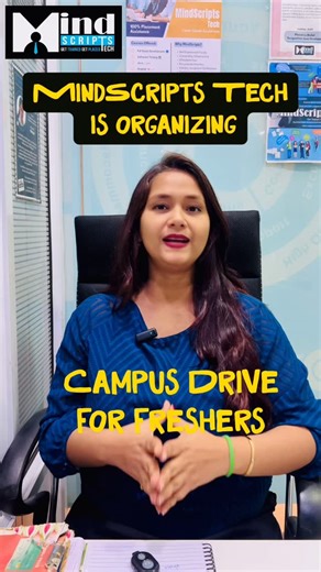 MindScripts Tech | 100% Placements on Instagram: "Mindscripts Tech is organising a campus Drive for fresher candidates. The campus Drive will be conducted on Friday, 28 November 2025, at both the branches of MindScripts, which are Viman Nagar branch and Pimple Saudagar branch. This Drive is open for both MindScripts as well as non-MindScripts students who are willing to build a career in software testing or QA. If you know a friend who is passionate about starting a career in testing, please sha