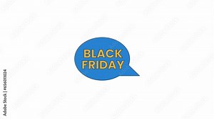 Black friday speech bubble line 2D offer sticker animation. Sales campaign advertising commercial flat colorful cartoon 4K video, alpha channel. Blackfriday animated badge tag on white background