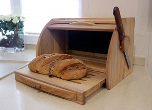 Functional Ash Wood Bread Box With Cutting Board and Magnetic Knife Holder, Natural Color, Farmhouse Style Bread Bin, Unique Wooden Breadbox - Etsy