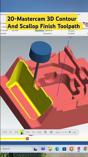 20-Mastercam 3D Contour And Scallop Finish Toolpath #shorts #cnc