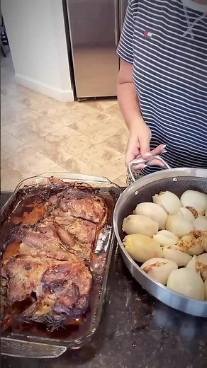Boneless lamb shoulder Slow oven baked from 10AM-2PM on 330F. YUM. #lamb