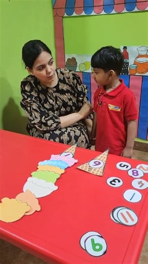 Numeracy- Number value and one more/ one less with ice cream cones and scoops- JLT | Dewdrops Nursery