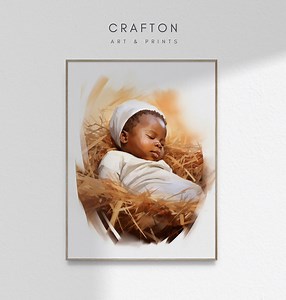 Black Baby Jesus in a Manger, Birth of Christ Nativity Christian Watercolor Painting Bible Wall Art Print Poster Printable DIGITAL DOWNLOAD - Etsy