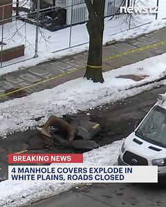 JUST IN: Officials say 4 manhole covers exploded in a White Plains intersection. No injuries reported. https://bit.ly/3CPNYpp | News 12 Westchester