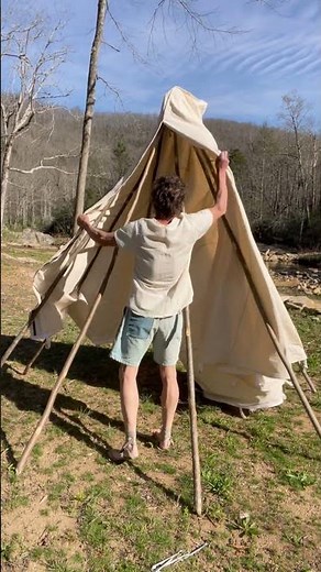 DIY Tipi Tent: Simple Shelter Construction Guide #shorts