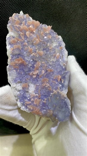 2.5K views · 217 reactions | Transparent fluorite with petal-shaped rhodochrosite, and a white quartz cluster at the base. Pink and purple dotted, a beautiful combination. From Guangxi ❤️ Available for sale. | Crystal Princess | Facebook