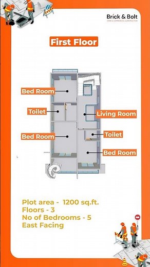 1200 sqft House Design | 5 Bedroom Home Designs (G+2) | Stunning Duplex House and 3D Elevation