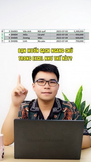 Gạch ngang chữ trong Excel chỉ với 1 phím tắt duy nhất! 📌 #excel #tinhocvanphong #tuyetdinhexcel #gitiho | Tuyệt Đỉnh Excel