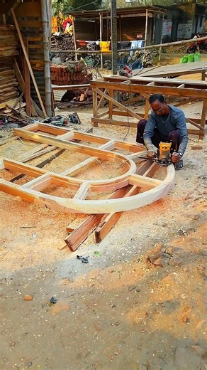 Double Arch Round Wooden Frame Making 🔥 | CNC Router Wood Design | Satisfying Woodworking Shorts