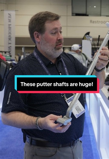 Machine Putters have long been known for industrial, often modular designs. At the PGA Show, however, we spotted the putter maker taking a new approach to putter shafts. A BIG change, you might say! #golf #golftok #pgashow #golfgear