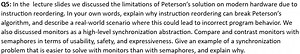 Q5: Peterson's Solution Limitations and Monitors vs Semaphores... | Filo