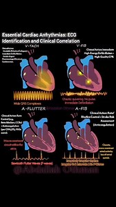 26K views · 188 reactions |  Essential Cardiac Arrhythmias: ECG Identification and Clinical Correlation A quick reference for V-Tach, V-Fib, A-Flutter, and A-Fib—because rapid recognition drives better outcomes. Feel free to save and share! #Cardiology #ECG #EKG #Arrhythmia #MedEd #MedicalInfographic #HeartRhythm #ACLS #Nurse #MedStudent #FOAMed | Abdallah Othman | Facebook