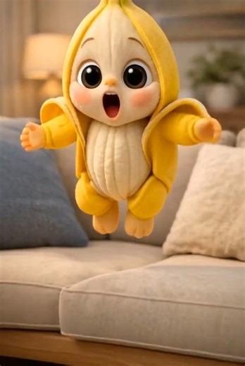 Banana Baby BIG Jump! 😲🍌 Then Runs to Say Hi 👋😂 | Shorts