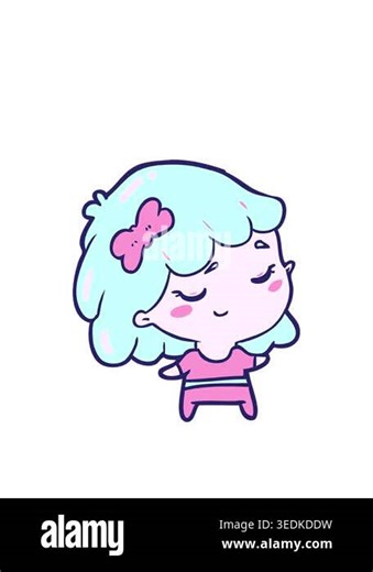 stretching up animation of cute cartoon happy girl Stock Video Footage - Alamy