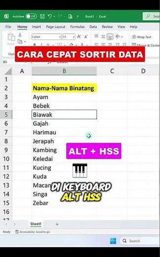CARA CEPAT SORTIR DATA DI EXCEL #excel #exceltips #exceltricks #exceltutorial