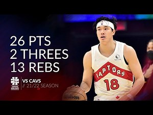 Yuta Watanabe 26 pts 2 threes 13 rebs vs Cavs 21/22 season
