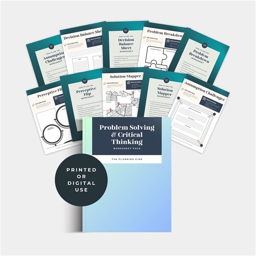 Problem Solving Worksheets Printable Critical Thinking Decision Making Brainstorming Problem Analysis and Solution Planner PDF - Etsy