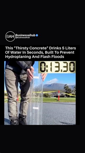 AI | Technology | Business on Instagram: "Most roads let water sit and spread. This one makes it disappear instantly. It’s called pervious concrete, and it’s designed to solve one of the biggest dangers in transportation: standing water. Traditional concrete is packed tightly with fine sand, sealing every tiny gap. Pervious concrete removes that sand completely. What’s left is a strong, stone-bound structure with up to 25% open space. Those tiny voids allow massive amounts of water to drain stra