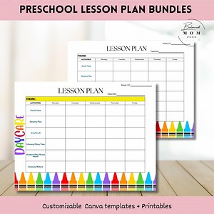 Preschool Lesson Plan Template Bundle: Editable Weekly Schedule (canva & PDF Digital Download - Etsy