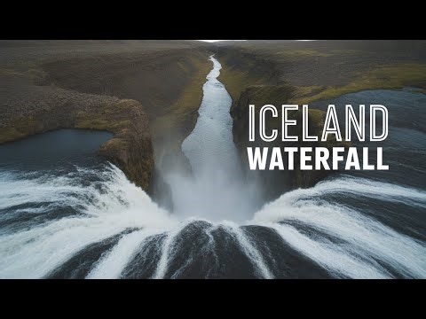 Iceland Waterfall From Above | Top-Down Aerial View (4K Nature Footage)