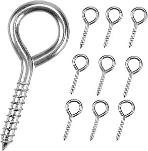 Eye Hooks Screw 2.5 Inches - 10 Pcs Stainless Steel Heavy Duty Eye Bolts Screw in Capacity Rust and Corrosion Resistant Anti-Rust Self Tapping Eyelet Screw Eye Bolts for Indoor & Outdoor