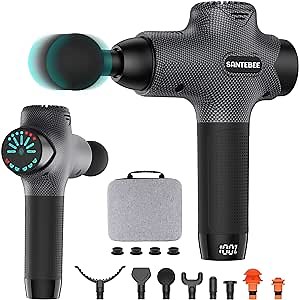 Massage Gun Deep Tissue Muscle Massager, Percussion Massage Gun for Pain Relief, Portable Quiet Handheld Relaxation Electric Sport Massager with 8 Massage Heads, LCD Touch Screen and Carrying Case …