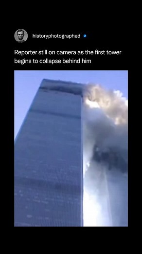History Photographed on Instagram: "N.J. Burkett, a reporter for ABC7 Eyewitness News, was on camera as the South Tower of the World Trade Center began to collapse behind him on September 11, 2001. ⁠ ⁠ He and his photographer, Marty Glembotzky, were reporting live from the scene when the sudden collapse sent a massive cloud of dust and debris rushing toward them, and they were forced to run for safety. ⁠ ⁠ Burkett's broadcast footage captured the terrifying and chaotic moment and has since been 