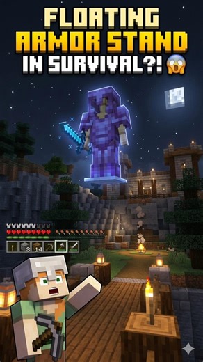 Floating Armor Stand in Survival? 😱 Minecraft Secret! Minecraft Facts #growth #explore #explorepage