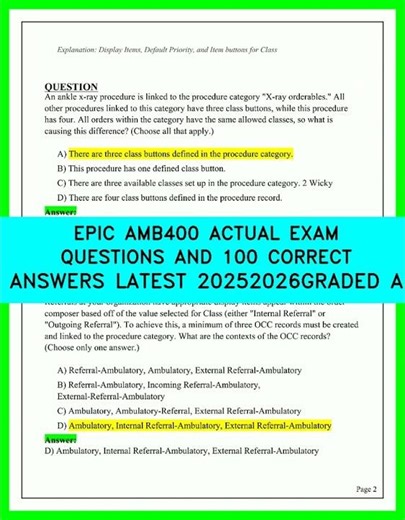 EPIC AMB400 Final Exam Prep 2026 | 100 Real Questions and Answers for Epic Certification