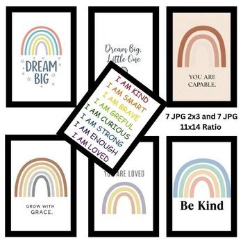 Rainbow Positive Affirmations posters, Kids Room Decor | Printable Classroom