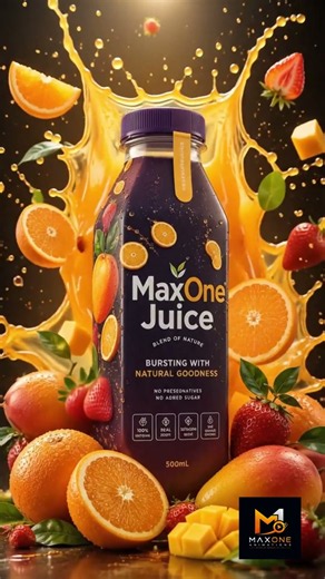 MaxOne Juice Cinematic 3D Product Animation | Premium Fruit Juice Commercial Demo | AI Animated Ad