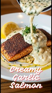 🐟 Creamy Herb Salmon 🍋 This restaurant-style salmon with silky herb sauce is easier than you think—perfect for a special dinner at home! ✨ Ingredients: For the Salmon: 4 salmon fillets (about 6 oz each) 2 tablespoons olive oil 1 teaspoon paprika 1 teaspoon garlic powder ½ teaspoon black pepper ½ teaspoon salt For the Creamy Herb Sauce: 1 cup heavy cream 2 tablespoons butter 3 cloves garlic, minced 2 tablespoons fresh parsley, chopped 1 tablespoon fresh dill, chopped Juice of ½ lemon Salt and p