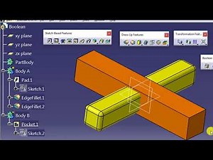 31 Boolean Operation in CATIA V5 - Part 4 Assemble Boolean Feature || CATIA Beginner Training