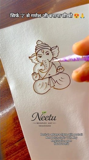 2 Se Ganesh Ji Mehndi Trick 😱🙏 | Easy Mehndi Design for Beginners 🔥